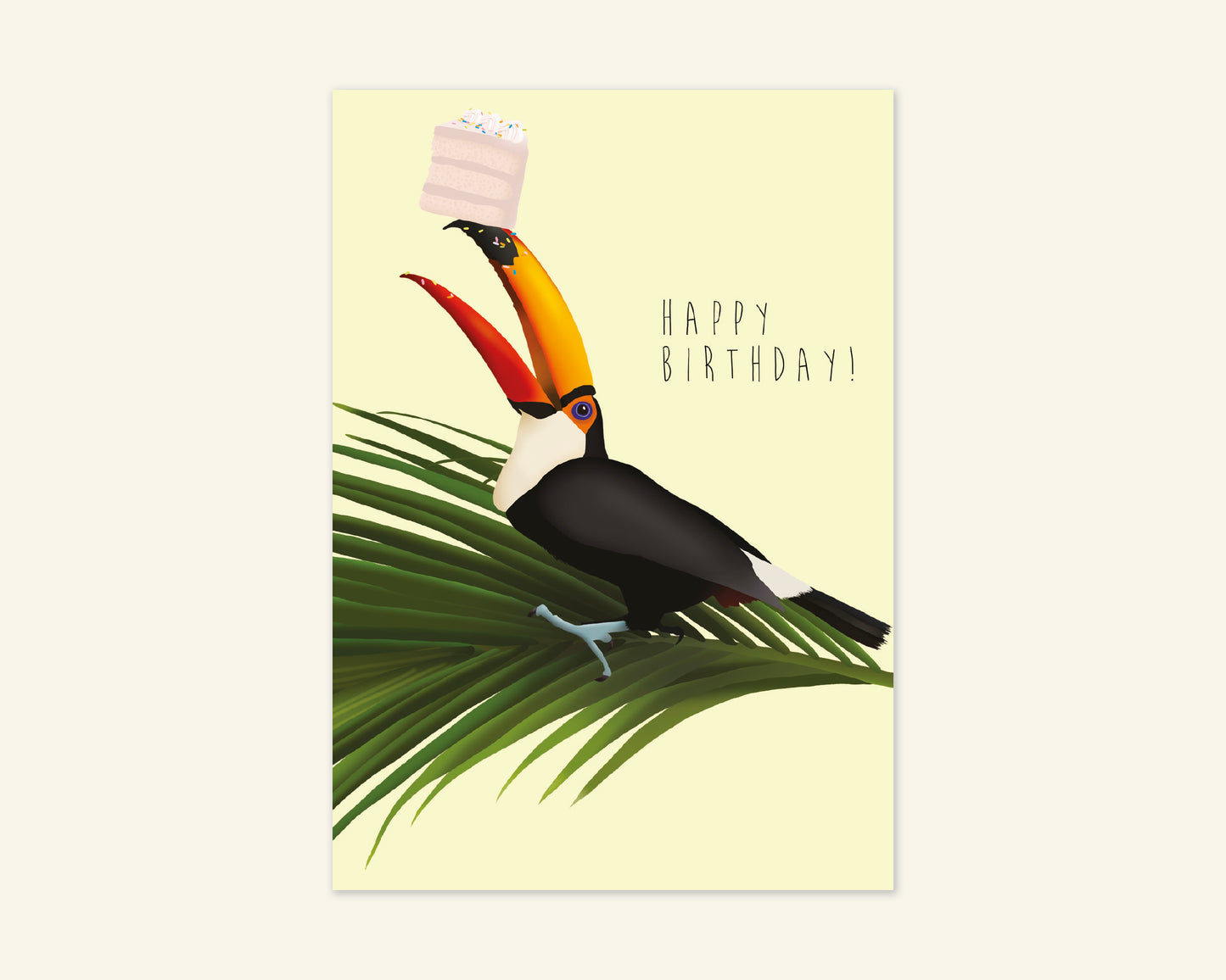 Toucan With Cake Happy Birthday Card