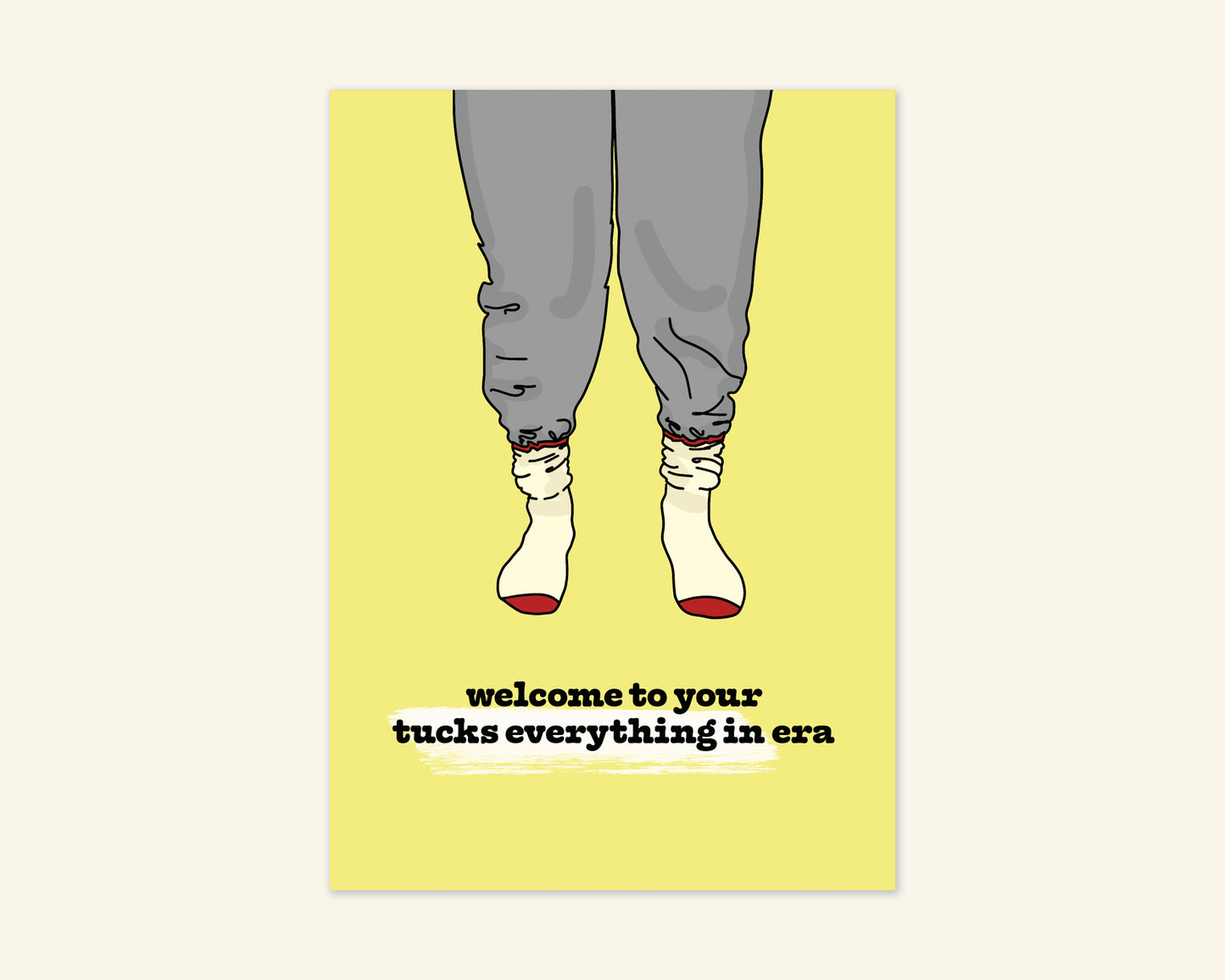 Tucks Everything In Era A6 Birthday Card With Badge
