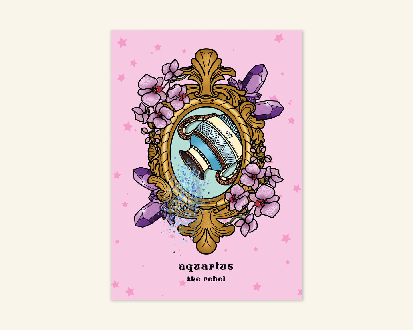 Aquarius Zodiac Sign Birthday Card