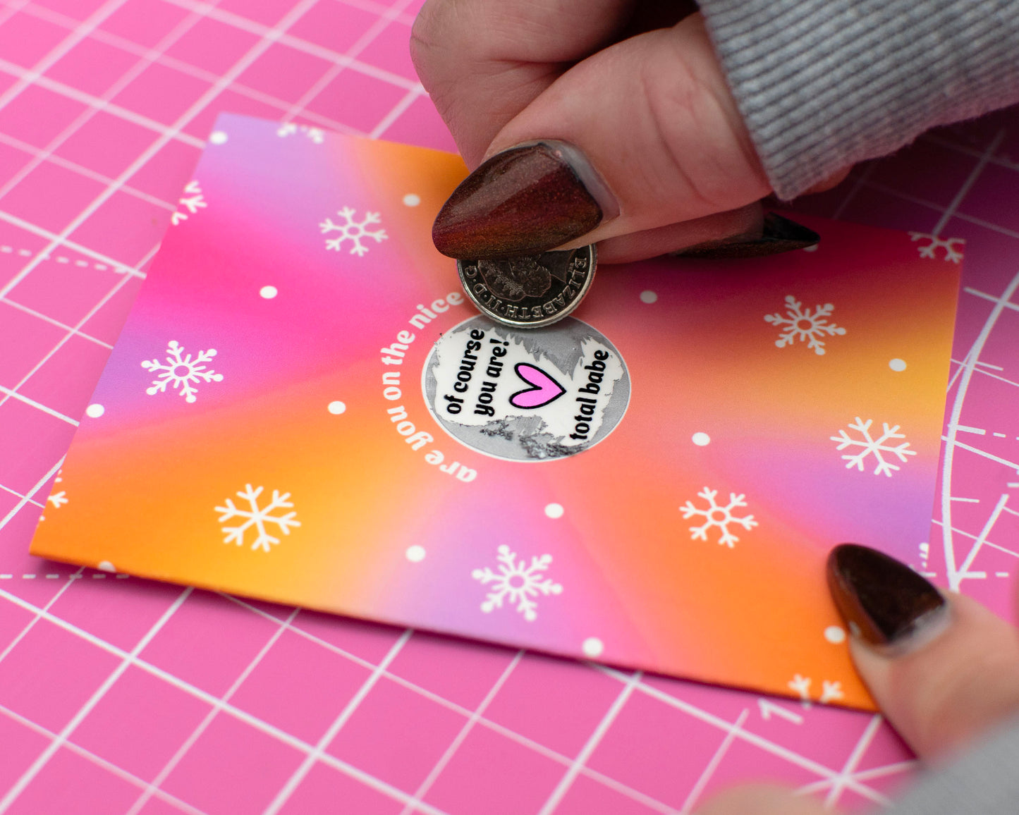 Total Babe Naughty or Nice List Tiny Christmas Scratch Card