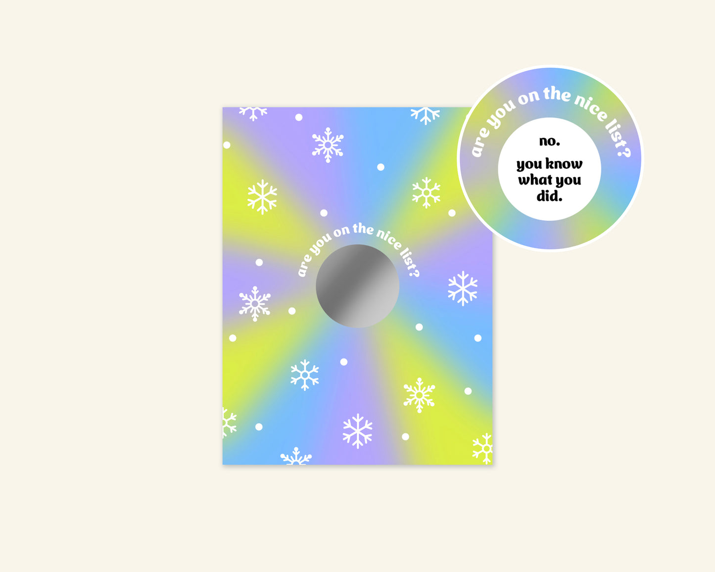 You Know What You Did Naughty or Nice List Tiny Christmas Scratch Card