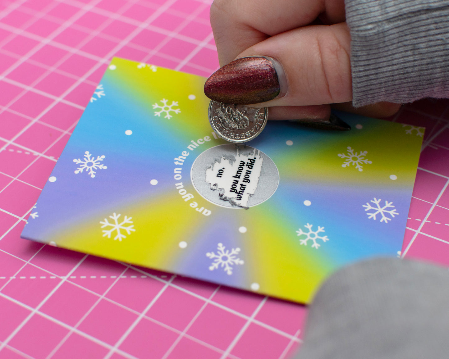 You Know What You Did Naughty or Nice List Tiny Christmas Scratch Card