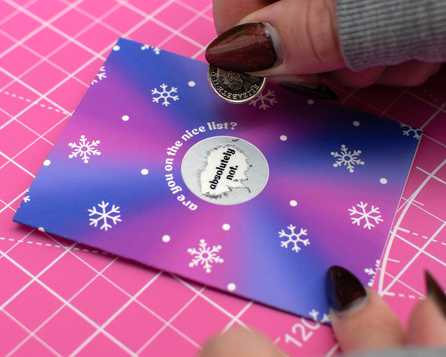 Absolutely Not Naughty or Nice List Tiny Christmas Scratch Card