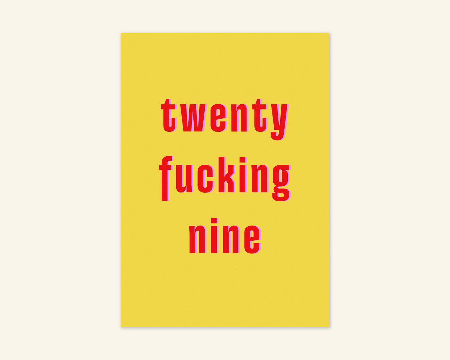 Twenty Something Ages 21 to 29 Birthday Card