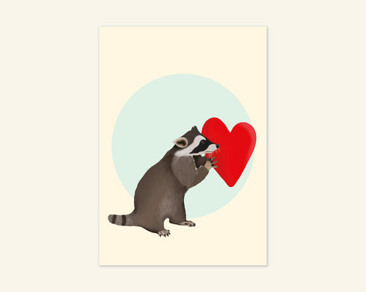 Raccoon Heart Just Because Blank Card