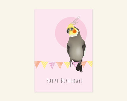 Cockatiel Happy Birthday Card