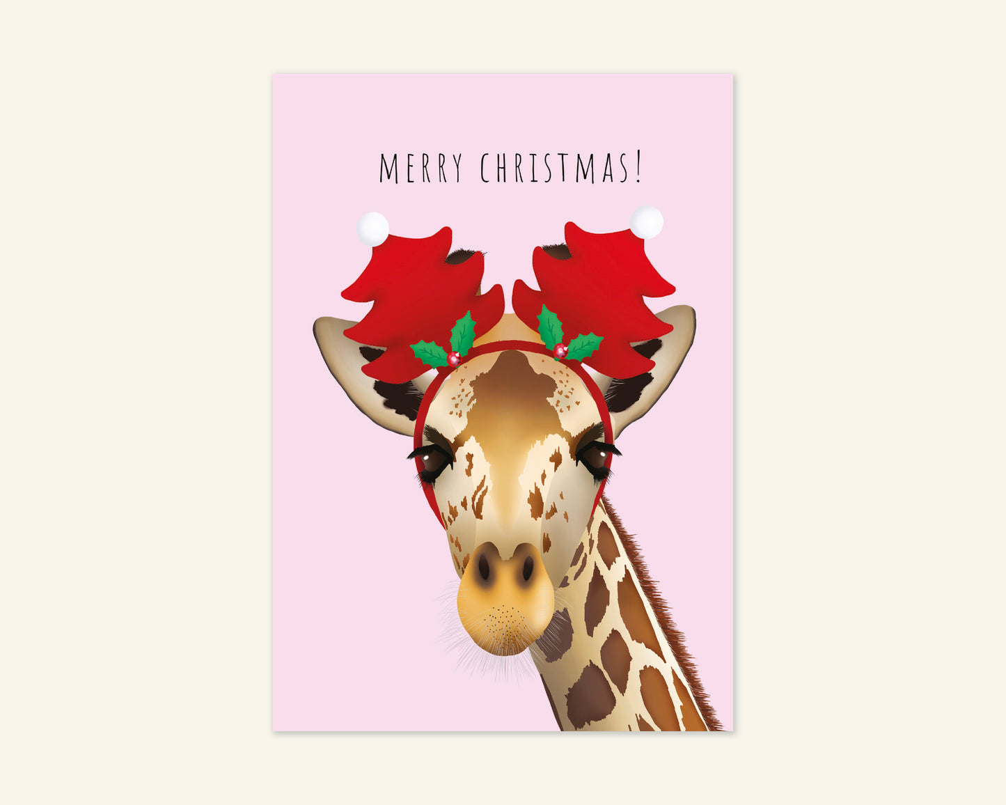 Giraffe Merry Christmas Card