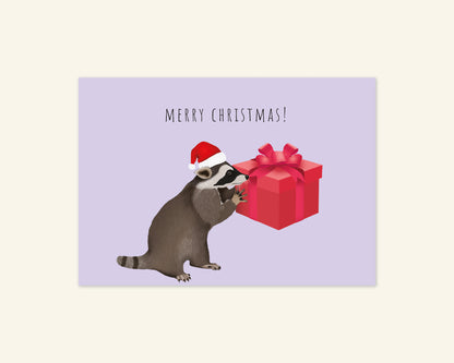 Raccoon Merry Christmas Card