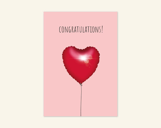 Congratulations Heart Balloon Card