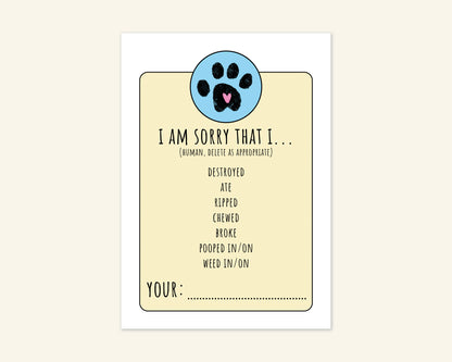 Naughty Dog Sorry Card