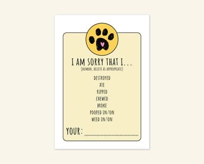 Naughty Dog Sorry Card