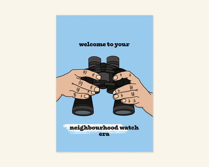 SECONDS (less than perfect) Neighbourhood Watch Era Birthday Card With Badge