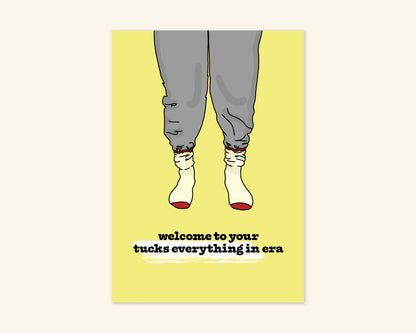 Tucks Everything In Era A6 Birthday Card With Badge