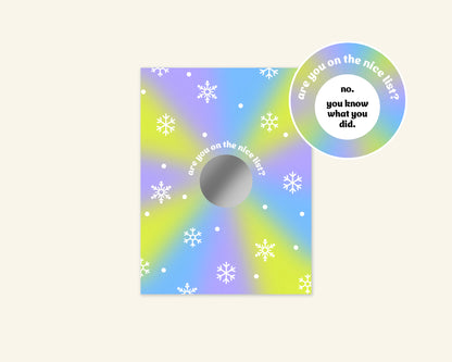 You Know What You Did Naughty or Nice List Tiny Christmas Scratch Card