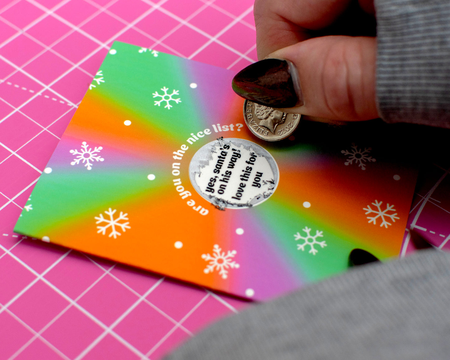 Santa's On His Way Naughty or Nice List Tiny Christmas Scratch Card