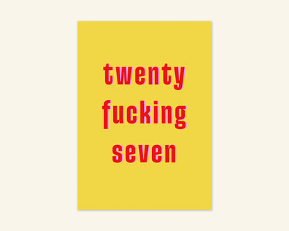 Twenty Something Ages 21 to 29 Birthday Card