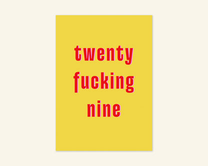 Twenty Something Ages 21 to 29 Birthday Card