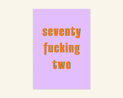 Seventy Something Ages 71 to 79 Birthday Card