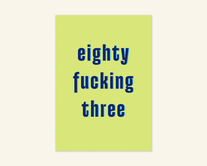 Eighty Something Ages 81 to 89 Birthday Card