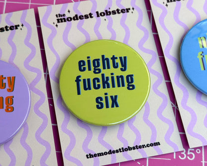 Eighty Something Ages 81-89 Birthday Badge