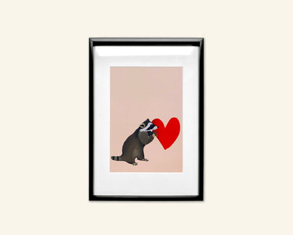 Raccoon Heart Unframed A5 Art Print