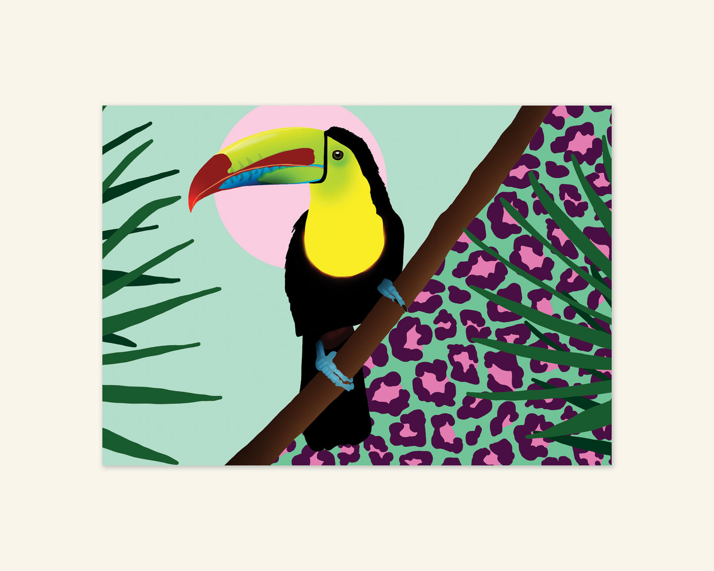 Rainbow Jungle Toucan A5 Unframed Print