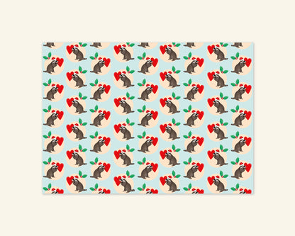 Bundle of 3 Christmas Raccoon Gift Wrap Sheets