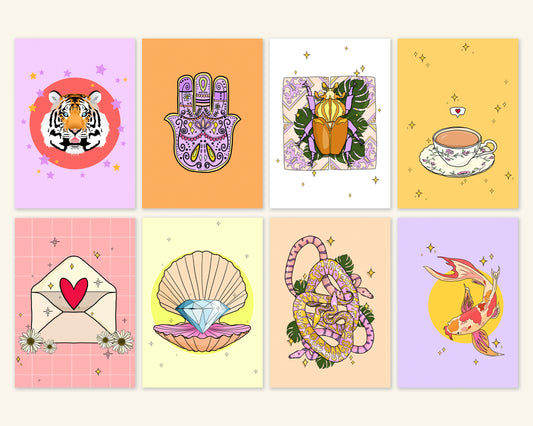 Set of 8 Assorted A6 Postcards