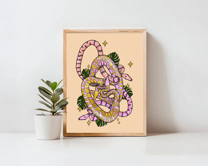 Candyfloss Snakes A5 Unframed Print