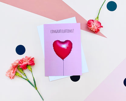Congratulations Heart Balloon Card