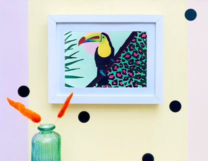 Rainbow Jungle Toucan A5 Unframed Print
