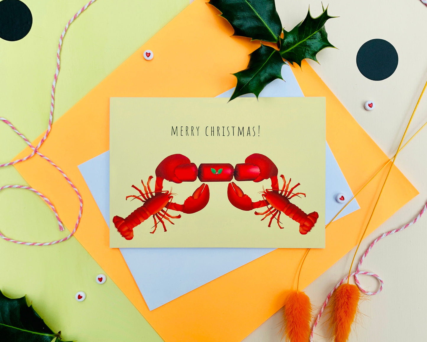 Lobsters Merry Christmas Card