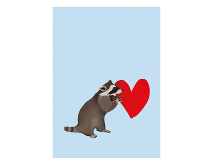 SECONDS (less than perfect) - Blue Raccoon Unframed A5 Art Print