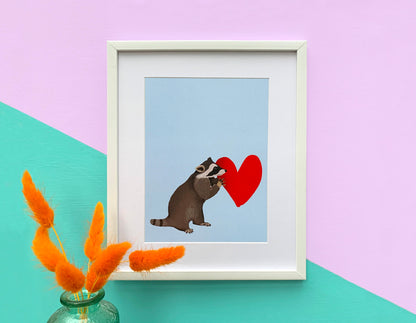SECONDS (less than perfect) - Blue Raccoon Unframed A5 Art Print