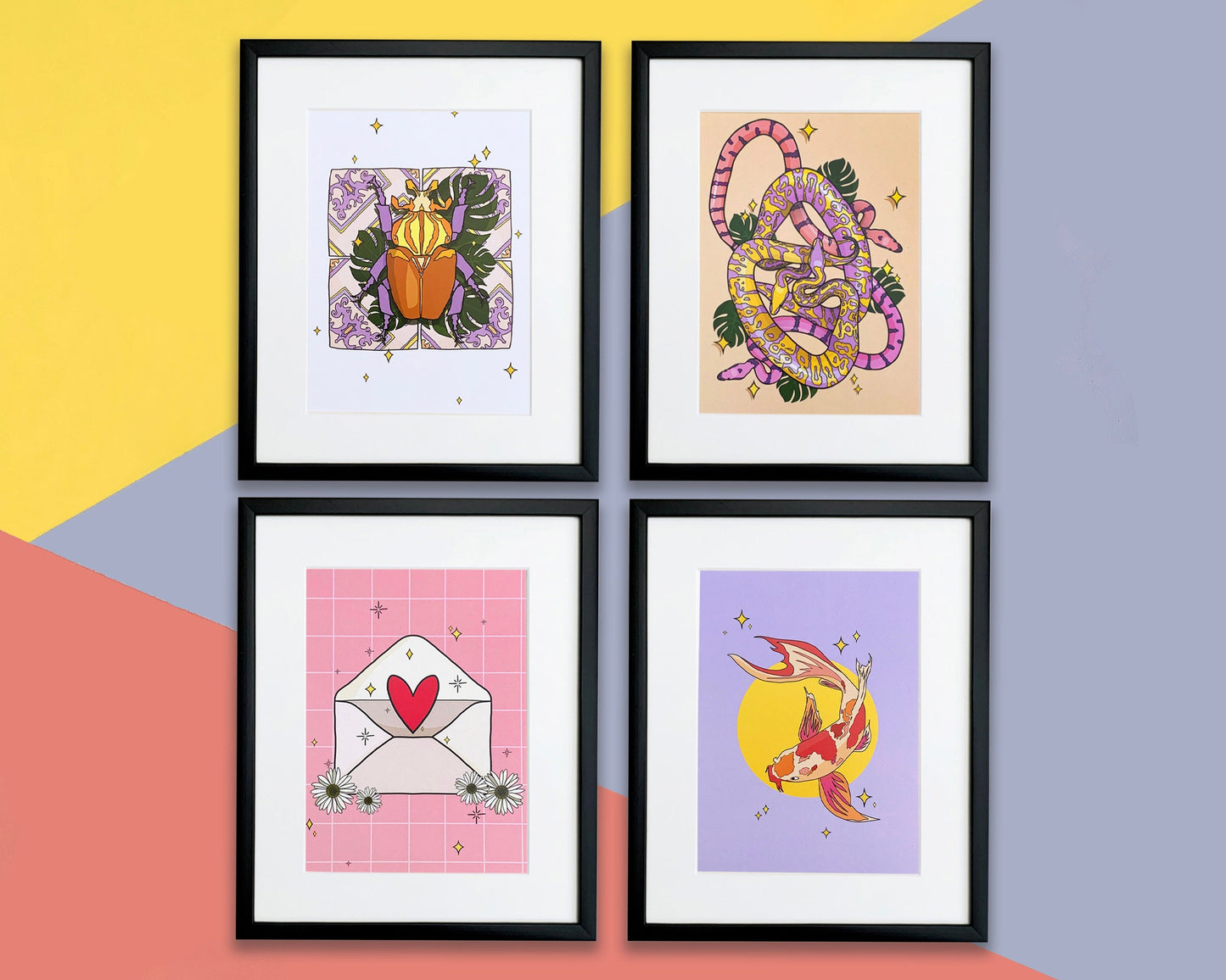 Set of 4 Unframed Illustrated A5 Prints