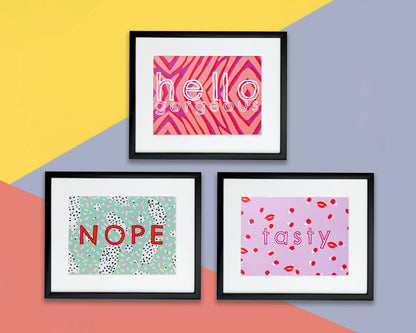 Set of 3 Unframed Illustrated A5 Text Prints